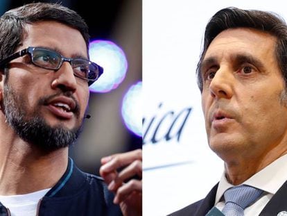 Sundar Pichai, consejero delegado de Google y Alphabet, y José María Álvarez-Pallete, presidente ejecutivo de Telefónica.