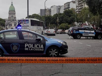 Cordón de seguridad en la escena del atentado|Video: cámara del Ministerio de Seguridad donde registran el atentado.