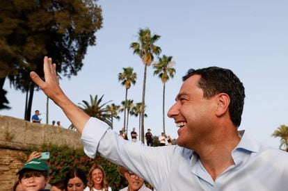 El candidato del PP en Andalucía, Juan Manuel Moreno Bonilla, en el cierre de campaña el viernes.
