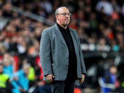 El entrenador del Celta, Rafa Benítez, durante los octavos de final de la Copa del Rey frente al Valencia.