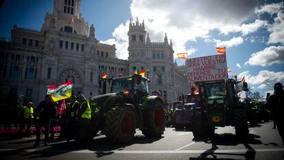 Manifestación de agricultores por el centro de Madrid el pasado lunes.