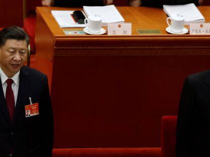 EL presidente chino Xi Jinping y el primer ministro, Li Keqiang en la sesión inaugural de la Asamblea Nacional Popular 