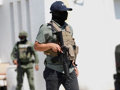 Un elemento de la Fiscalía Estatal en Matamoros, el 8 de marzo de 2023.