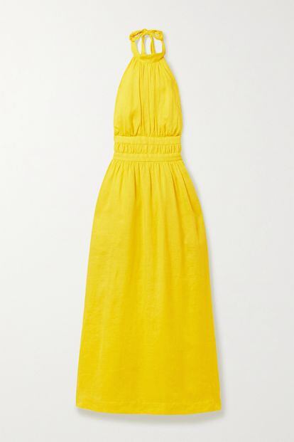 Ponte este vestido amarillo limón de lino con lazada al cuello de Zimmermann siempre que necesites un chute extra de energía.