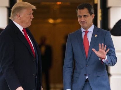 El presidente de Estados Unidos, Donald Trump, recibe al líder opositor venezolano Juan Guaidó en la Casa Blanca el pasado mes de febrero.