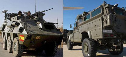 Los vehículos RG-31 (derecha) sustituirán a los BMR (izquierda) en las misiones españolas en Líbano y Afganistán.