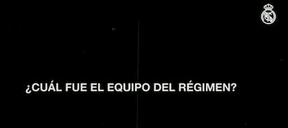 La pregunta que aparece sobreimpresionada en el vídeo del Real Madrid.