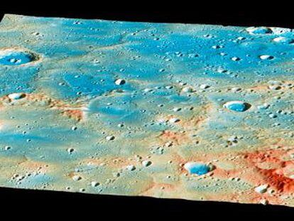 Regi&oacute;n de Mercurio donde se ha estrellado, de forma programada, la sonda &#039;Messenger&#039;, de la NASA, el 30 de abril.
 
 