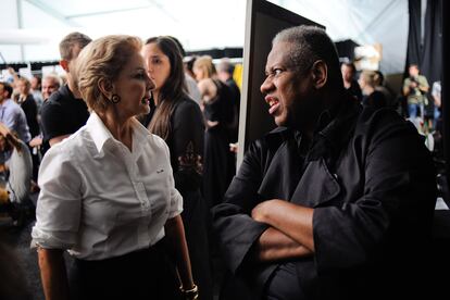 Junto a Carolina Herrera, en Nueva York en 2011.