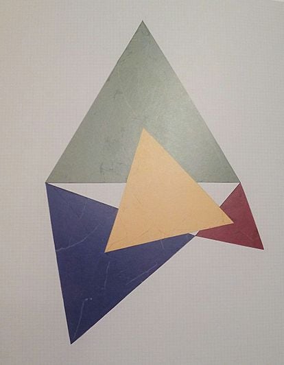 Obra de la serie "Triángulo de Napoleón". Collage de Esther Ferrer a finales de 1980.