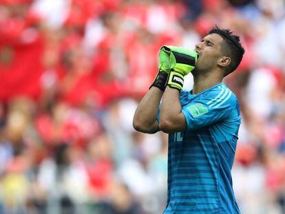 Munir, tras encajar el gol de Cristiano Ronaldo que supuso la eliminación de Marruecos el Mundial de Rusia.