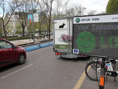 Dispositivo de medición de contaminación instalado en Madrid.