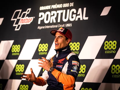 Marc Márquez, durante la conferencia de prensa en el circuito de Portimao.