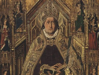 Tabla central del retablo de santo Domingo de Silos, obra de Bermejo que posee el Prado.