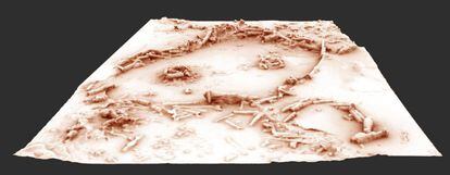 Reconstrucción en 3D de las estructuras de la cueva de Bruniquel.