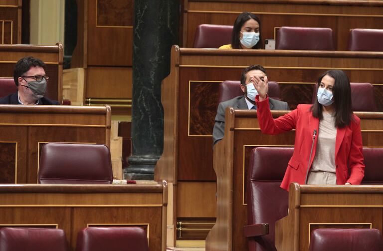 La líder de Cs, Inés Arrimadas, este miércoles en el Congreso.