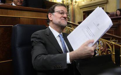 El presidente del Gobierno, Mariano Rajoy, en la sesión de control al Gobierno.