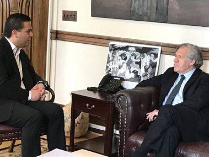 El presidente del PAN, Damián Zepeda, con el secretario de la OEA, Luis Almagro.
