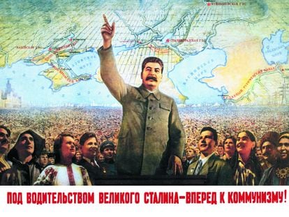 Un póster soviético de Josef Stalin, aproximadamente de 1990.