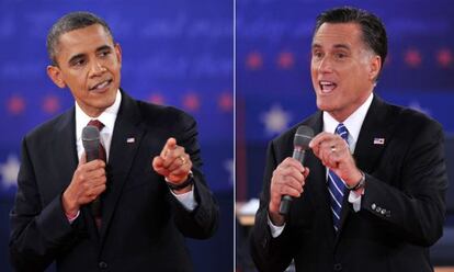 Fotos de archivo de Obama y Romney.
