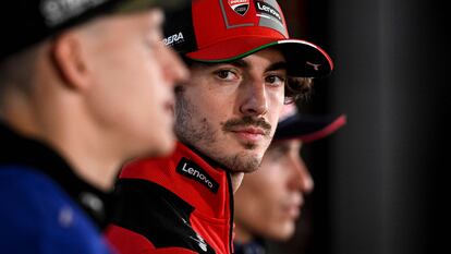 Francesco Bagnaia, durante una conferencia de prensa el pasado jueves en Portimao.