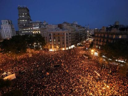 Protestas en la plaza de Catalunya. 