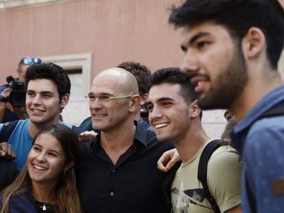 Raül Romeva ayer en un encuentro con universitarios.