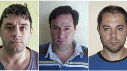 De izquierda a derecha, Víctor Schillaci, Martín Lanatta y Christian Lanatta, los tres sicarios que se fugaron de una prisión en Buenos Aires