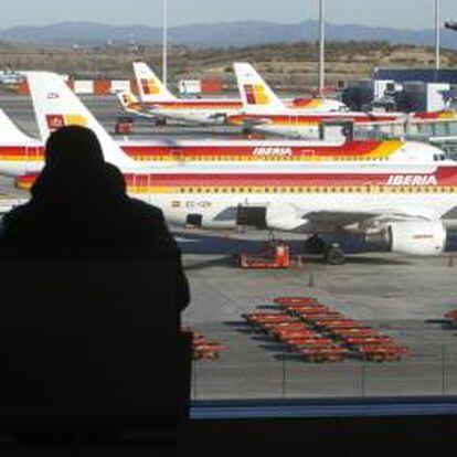 Aviones de Iberia en el aeropuerto de Madrid
