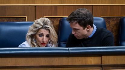 Yolanda Díaz e Íñigo Errejón, el pasado día 5 en el Congreso.