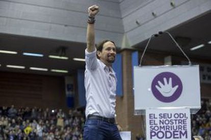 Pablo Iglesias, candidato a la presidencia por Podemos en Barcelona, el diciembre pasado.
