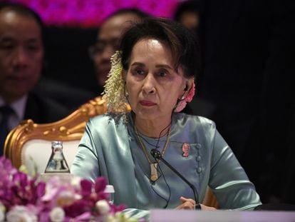 Aung San Suu Kyi en una cumbre de la ASEAN, en Bangkok, en 2019.