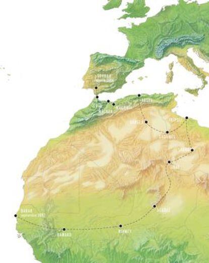 La ruta de Mahmud durante 3 años.