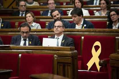 El candidato Jordi Turull, durante el debate. 