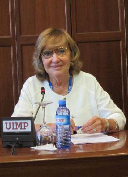 La presidenta de APRAMP, Rocío Nieto, durante su intervención.