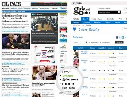 Como encontrar la 'Guía del Ocio' en la portada de EL PAÍS.