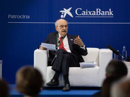 El 'exconseller' y presidente de Bist, Andreu Mas-Colell, interviene en las jornadas del Cercle d"Economia