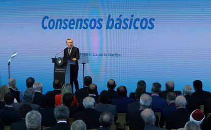 El presidente Mauricio Macri presenta su plan de reformas en el CCK, en Buenos Aires.