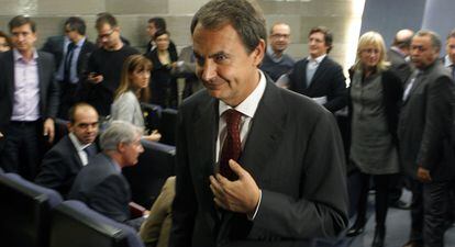 El presidente del Gobierno, José Luis Rodríguez Zapatero, tras la comparecencia en la que ha anunciado la remodelación de Gobierno.
