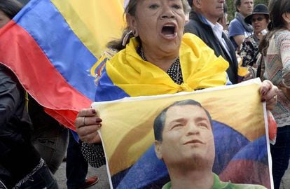 Seguidores de Rafael Correa durante una protesta en Quito