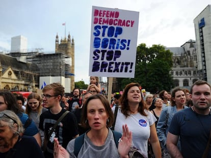 Manifestació en contra del Brexit, aquest dimecres.