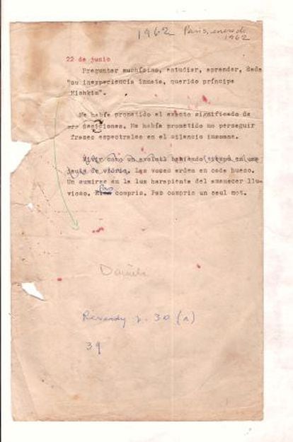 Original de los diarios 'Fragmentos de un diario. París 1962-1963'.