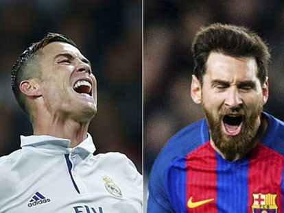 Cristiano Ronaldo y Messi, con el Madrid y el Barcelona.