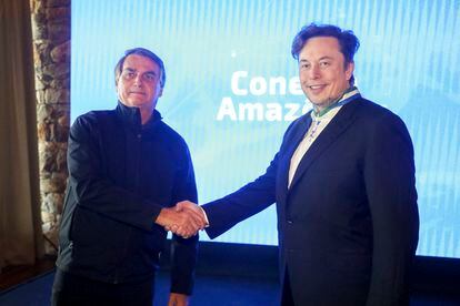 El presidente Bolsonaro y el empresario multimillonario Elon Musk