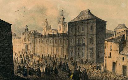 Fachada principal de la Universidad de Cervera en 1808.