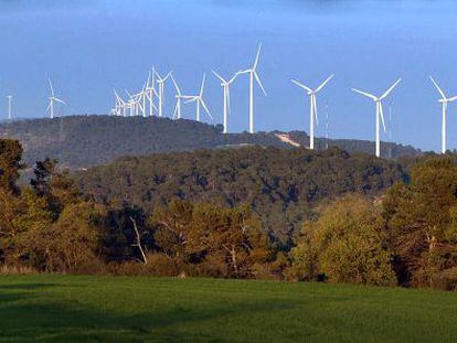 El parque e&oacute;lico de la sierra de Vilob&iacute;, en la comarca de Les Garrigues