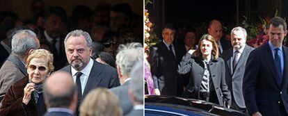 Isabel Moreno, madre de Isabel Polanco, junto a su hijo Ignacio, presidente del Grupo PRISA. Los príncipes de Asturias salen de la capilla ardiente.