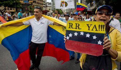 Manifestantes contra Maduro el pasado 1 de septiembre en Caracas.