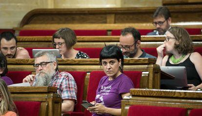 Varios diputados de la CUP en el Parlamento .