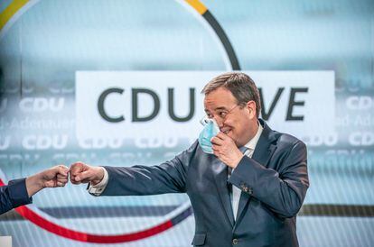 El presidente de la CDU, Armin Laschet, participa el pasado 4 de marzo en un acto del partido en la sede de Berlín.